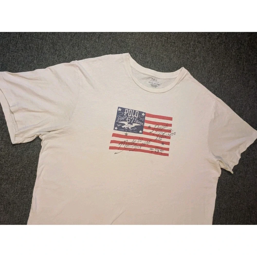 Polo Ralph Lauren 67 Men's Flag Graphic Short Sleeve Graphic T Shirt Size 2XLT